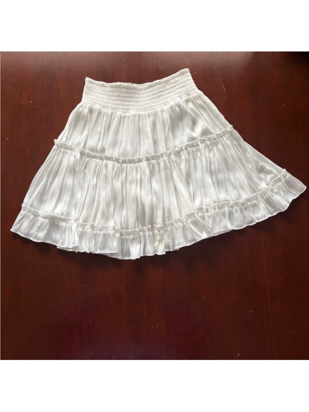Reset By Jane White Silky Smocked Waist Mini Skirt Size XS